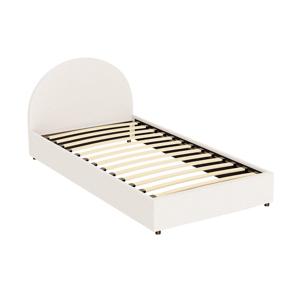 Sierra (King Single) Bouclé Storage Bed Frame - Beige - Homecoze