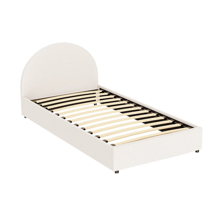 Sierra (King Single) Bouclé Storage Bed Frame - Beige - Homecoze