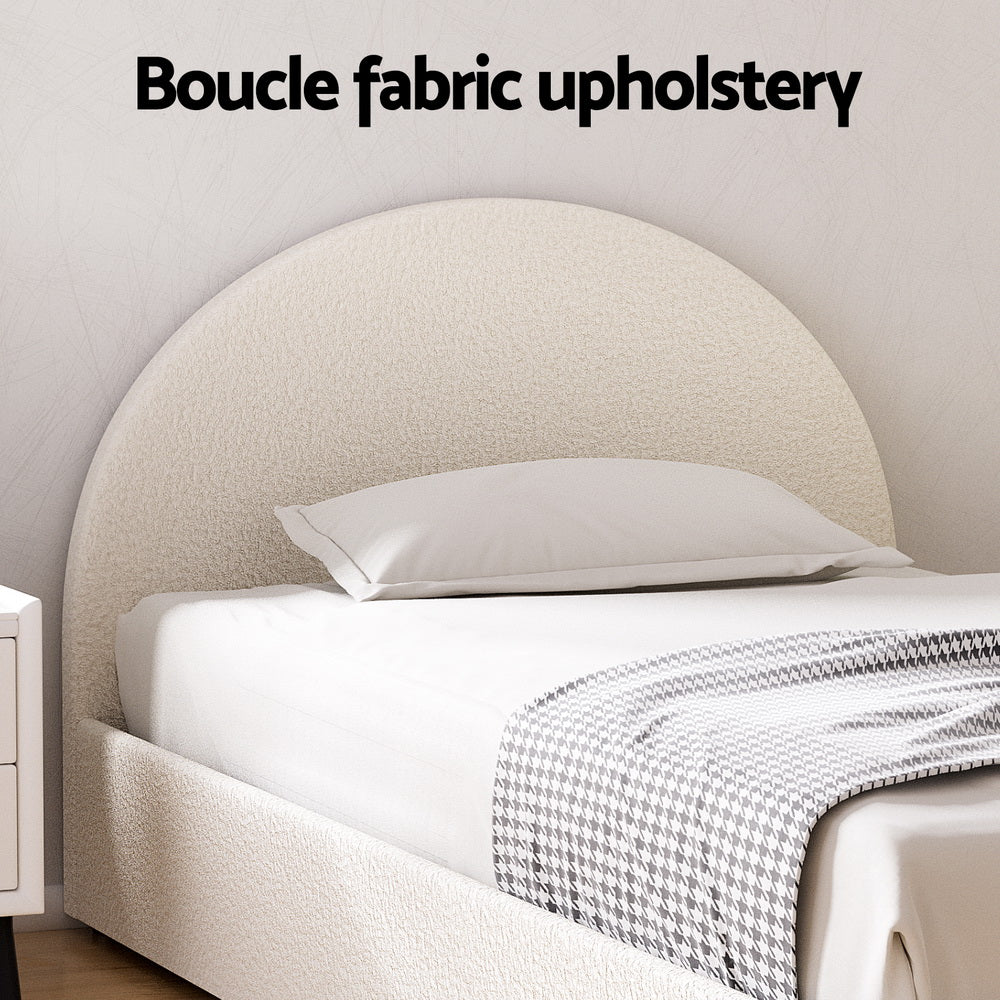 Sierra (King Single) Bouclé Storage Bed Frame - Beige - Homecoze