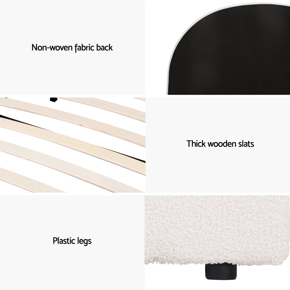 Sierra (King Single) Bouclé Storage Bed Frame - Beige - Homecoze