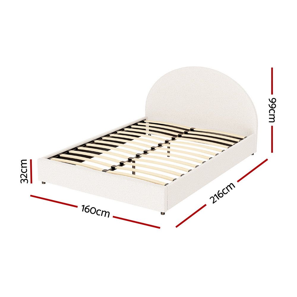 Sierra (Queen) Bouclé Gas-Lift Storage Bed Frame - Beige