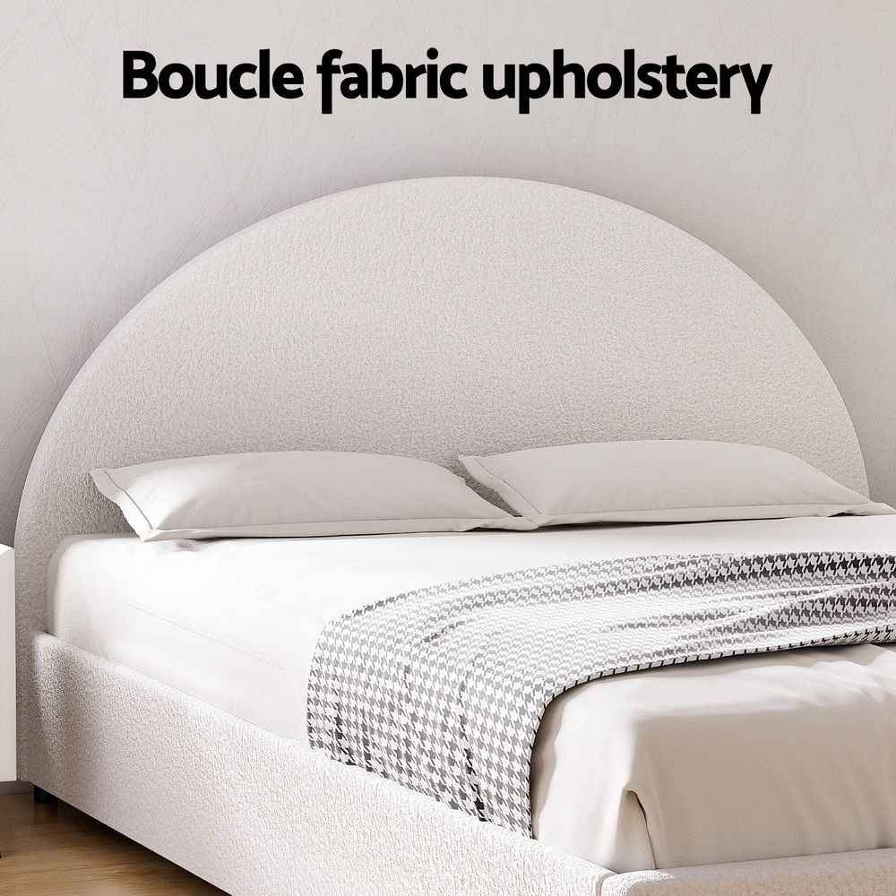 Sierra (Queen) Bouclé Gas-Lift Storage Bed Frame - Beige