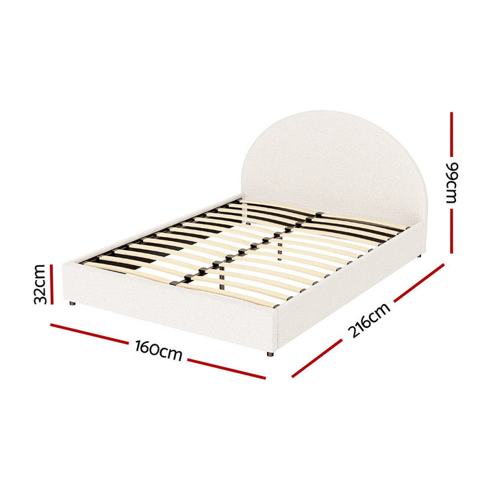 Sierra (Queen) Bouclé Storage Bed Frame - Beige - Homecoze