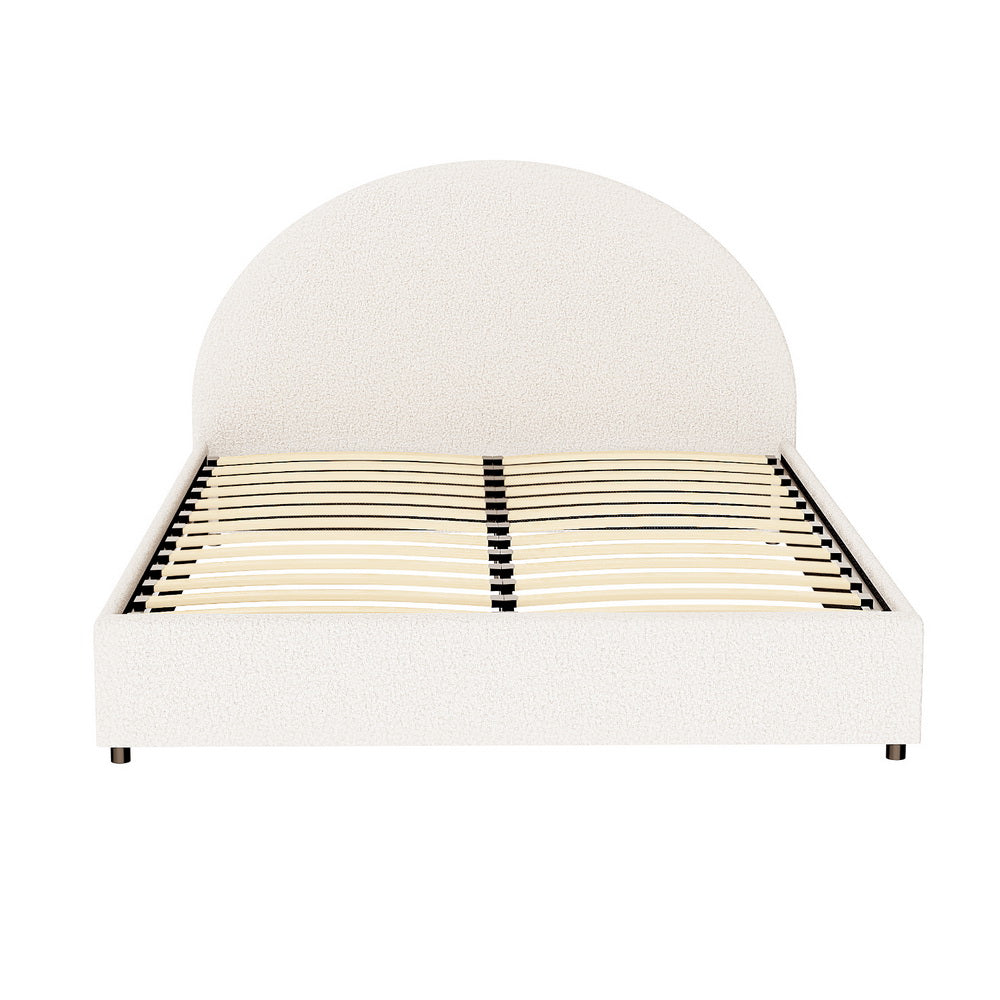 Sierra (Queen) Bouclé Storage Bed Frame - Beige - Homecoze