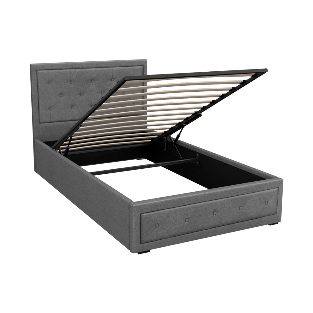 Camden (King Single) Storage Bed Frame | Fabric - Grey - Homecoze