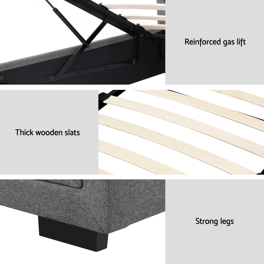 Camden (King Single) Storage Bed Frame | Fabric - Grey - Homecoze
