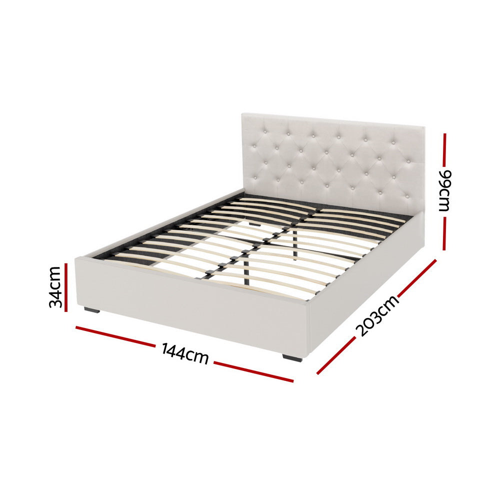 Charlotte (Double) Storage Bed Frame | Off-White - Homecoze