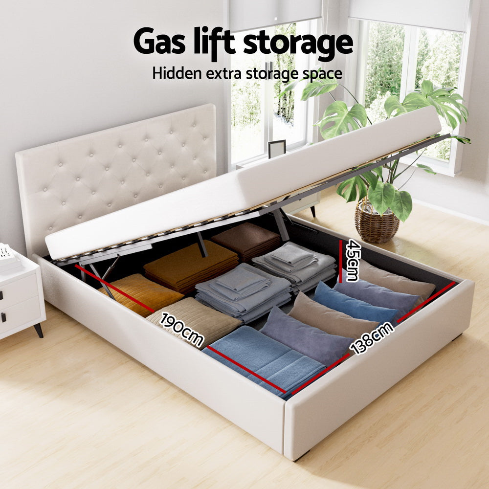 Charlotte (Double) Storage Bed Frame | Off-White - Homecoze