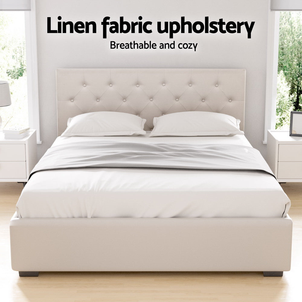 Charlotte (Double) Storage Bed Frame | Off-White - Homecoze