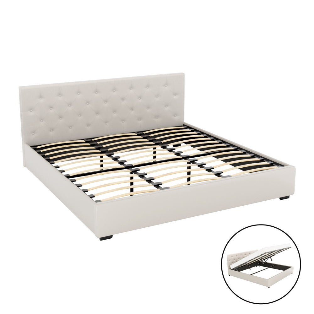 Charlotte (King) Storage Bed Frame | Off-White - Homecoze
