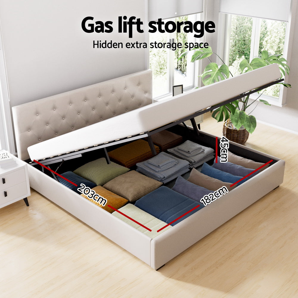 Charlotte (King) Storage Bed Frame | Off-White - Homecoze