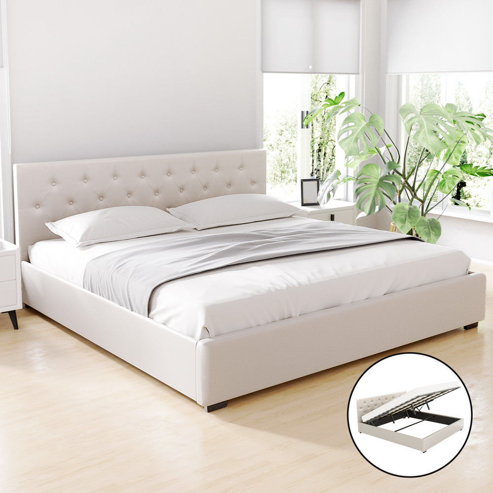 Charlotte (King) Storage Bed Frame | Off-White - Homecoze