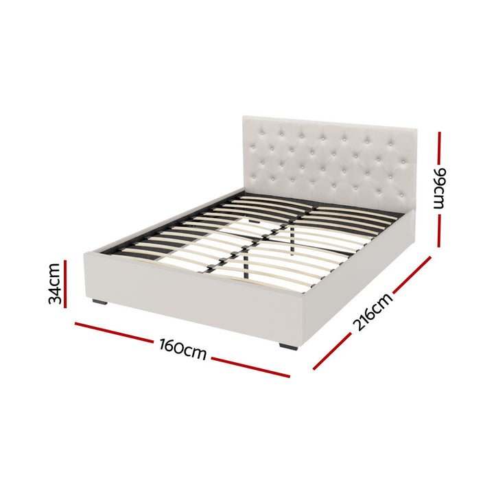 Charlotte (Queen) Storage Bed Frame | Off-White - Homecoze