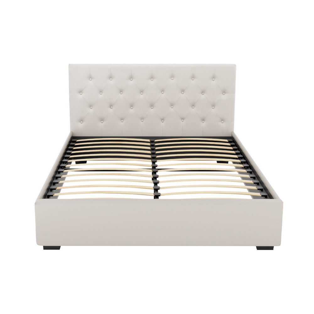Charlotte (Queen) Storage Bed Frame | Off-White - Homecoze