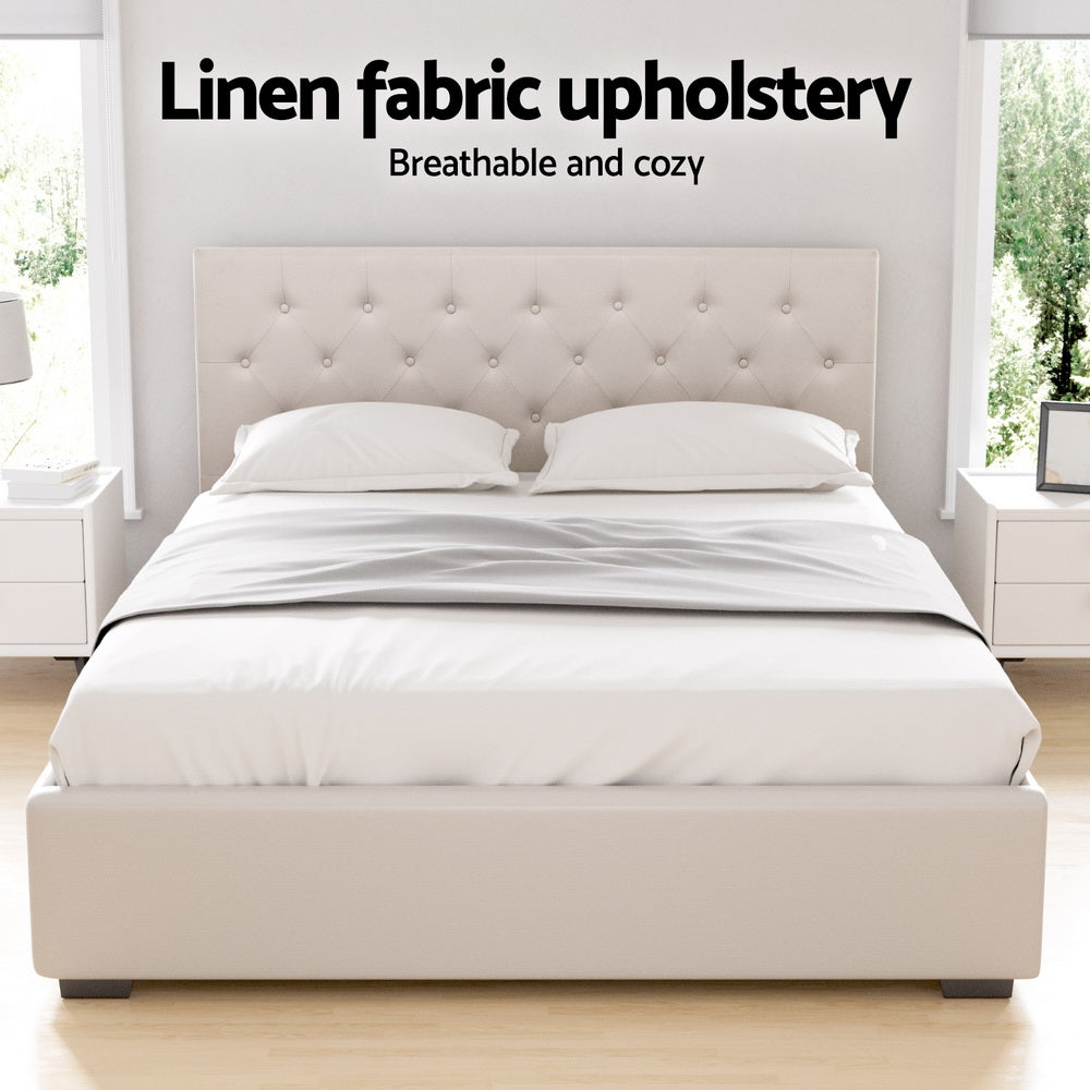 Charlotte (Queen) Storage Bed Frame | Off-White - Homecoze