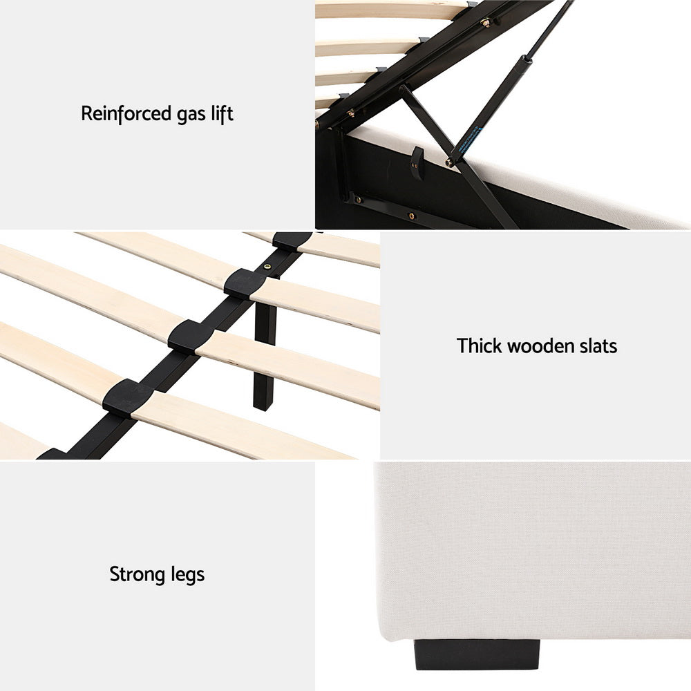 Charlotte (Queen) Storage Bed Frame | Off-White - Homecoze