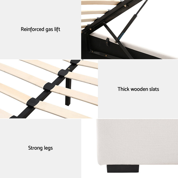 Charlotte (Queen) Storage Bed Frame | Off-White - Homecoze