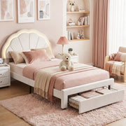 Artiss King Single Bed Frame with Storage Drawer Upholstered Velvet Platform Bed LED Headboard - Homecoze