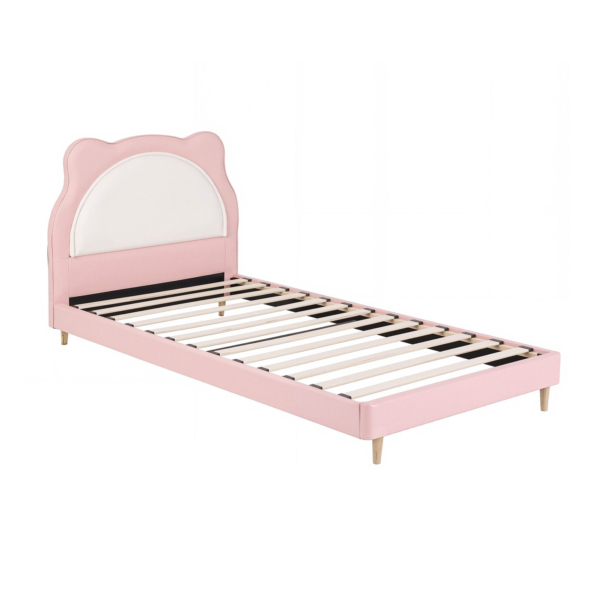Artiss King Single Pink Kids Bed Frame for Girls Bedroom Cute Animal Upholstered - Homecoze