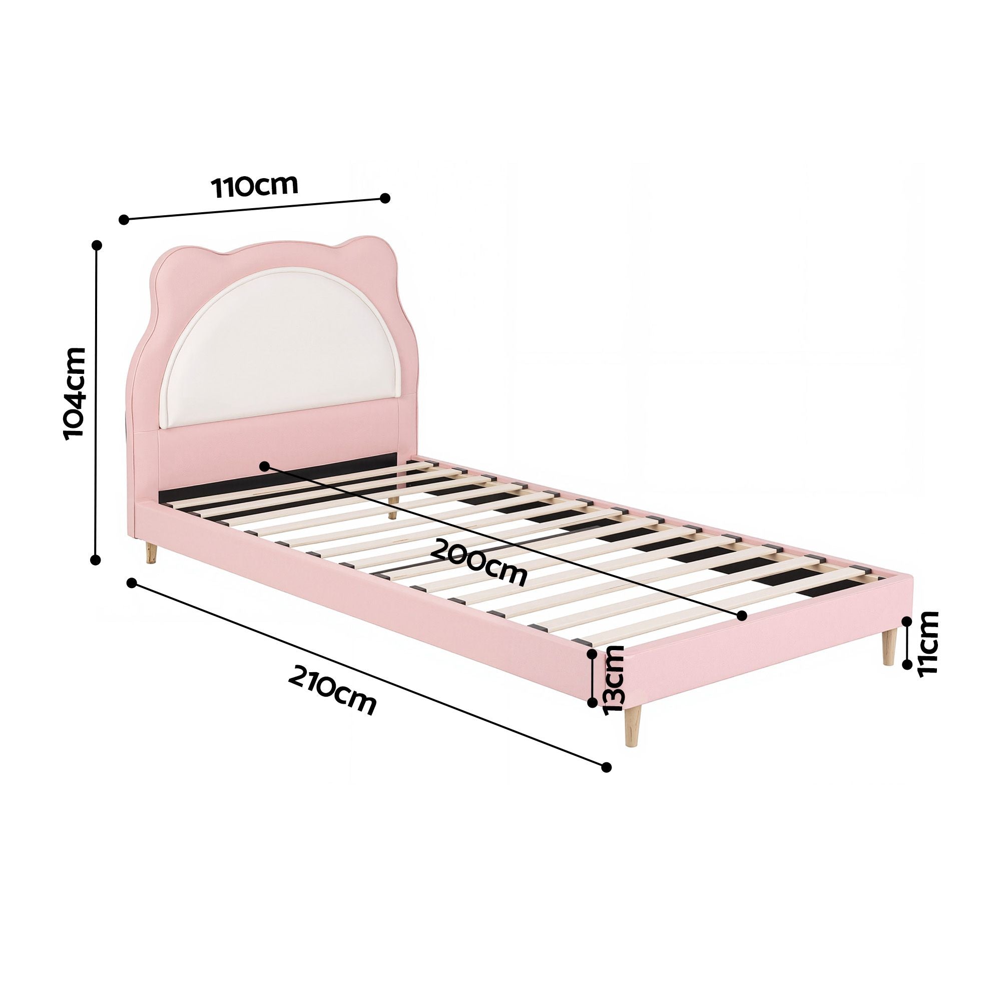 Artiss King Single Pink Kids Bed Frame for Girls Bedroom Cute Animal Upholstered - Homecoze