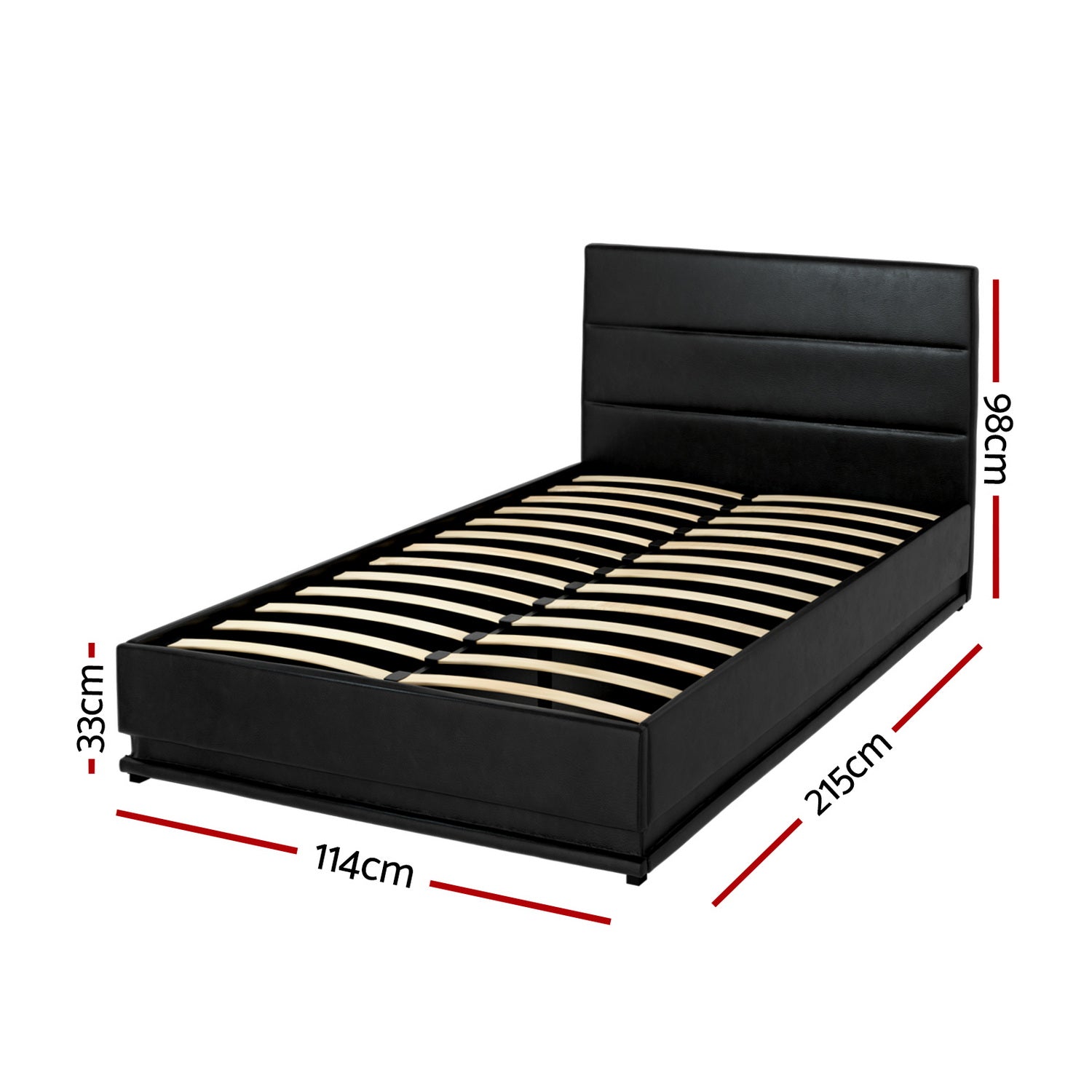 Miami (King Single) LED Gas-Lift Storage Bed Frame - Black - Homecoze