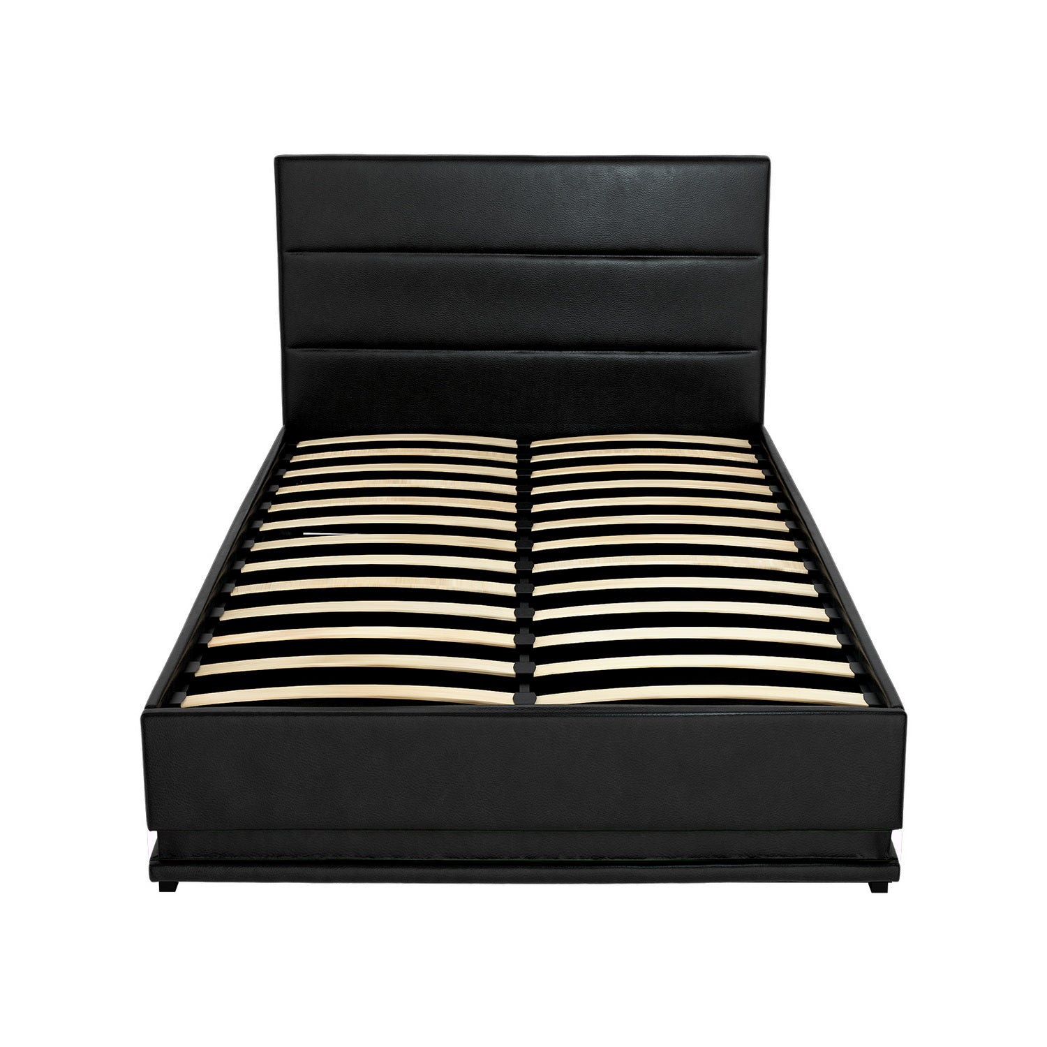 Miami (King Single) LED Gas-Lift Storage Bed Frame - Black - Homecoze