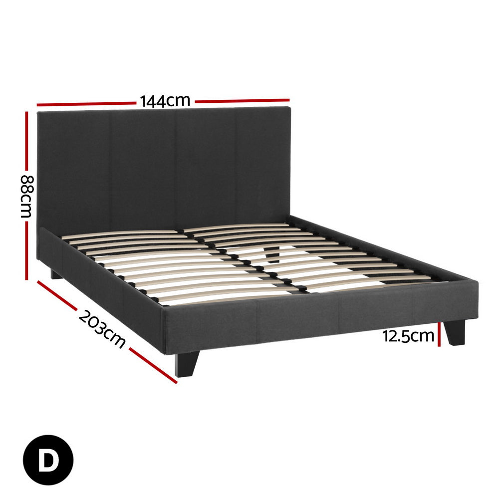 Omaha (Double) Bed Frame | Fabric - Charcoal - Homecoze