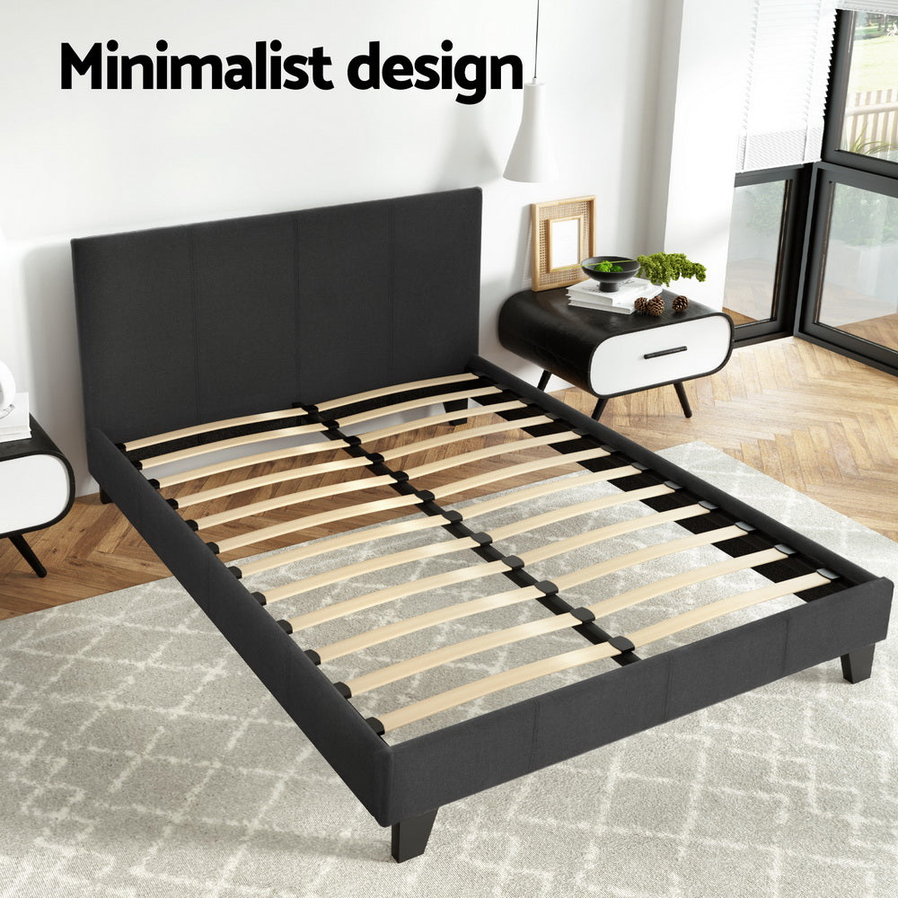 Omaha (Double) Bed Frame | Fabric - Charcoal - Homecoze