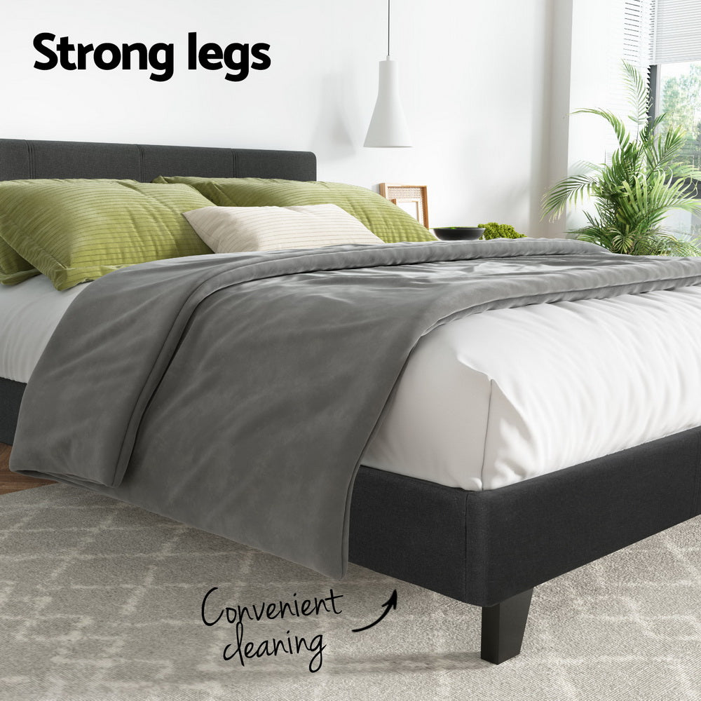 Omaha (Double) Bed Frame | Fabric - Charcoal - Homecoze