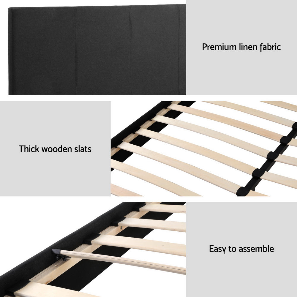 Omaha (Double) Bed Frame | Fabric - Charcoal - Homecoze