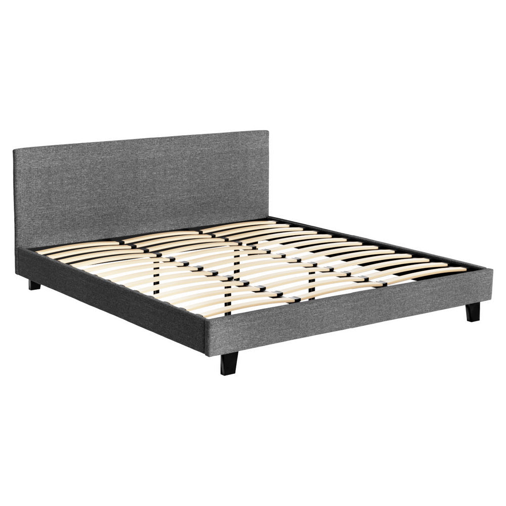 Omaha (King) Bed Frame | Fabric - Grey - Homecoze