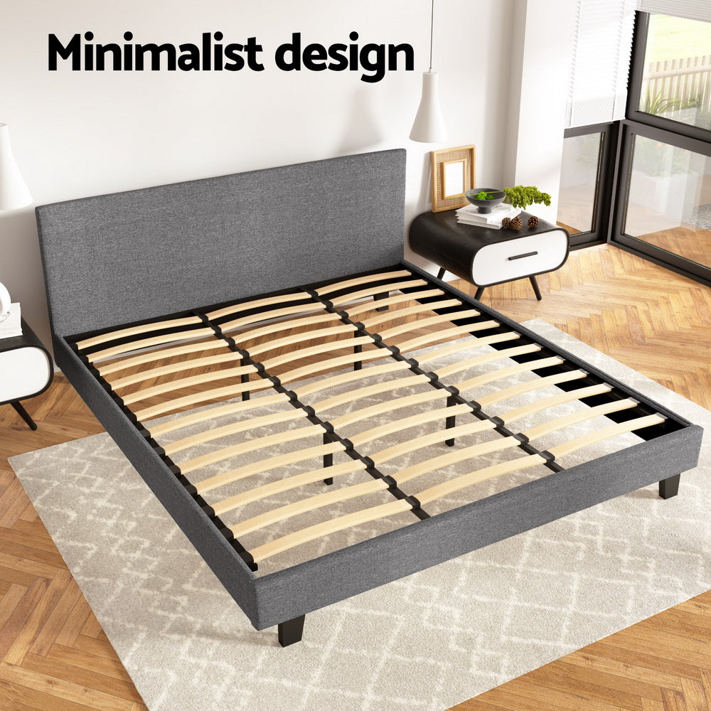 Omaha (King) Bed Frame | Fabric - Grey - Homecoze