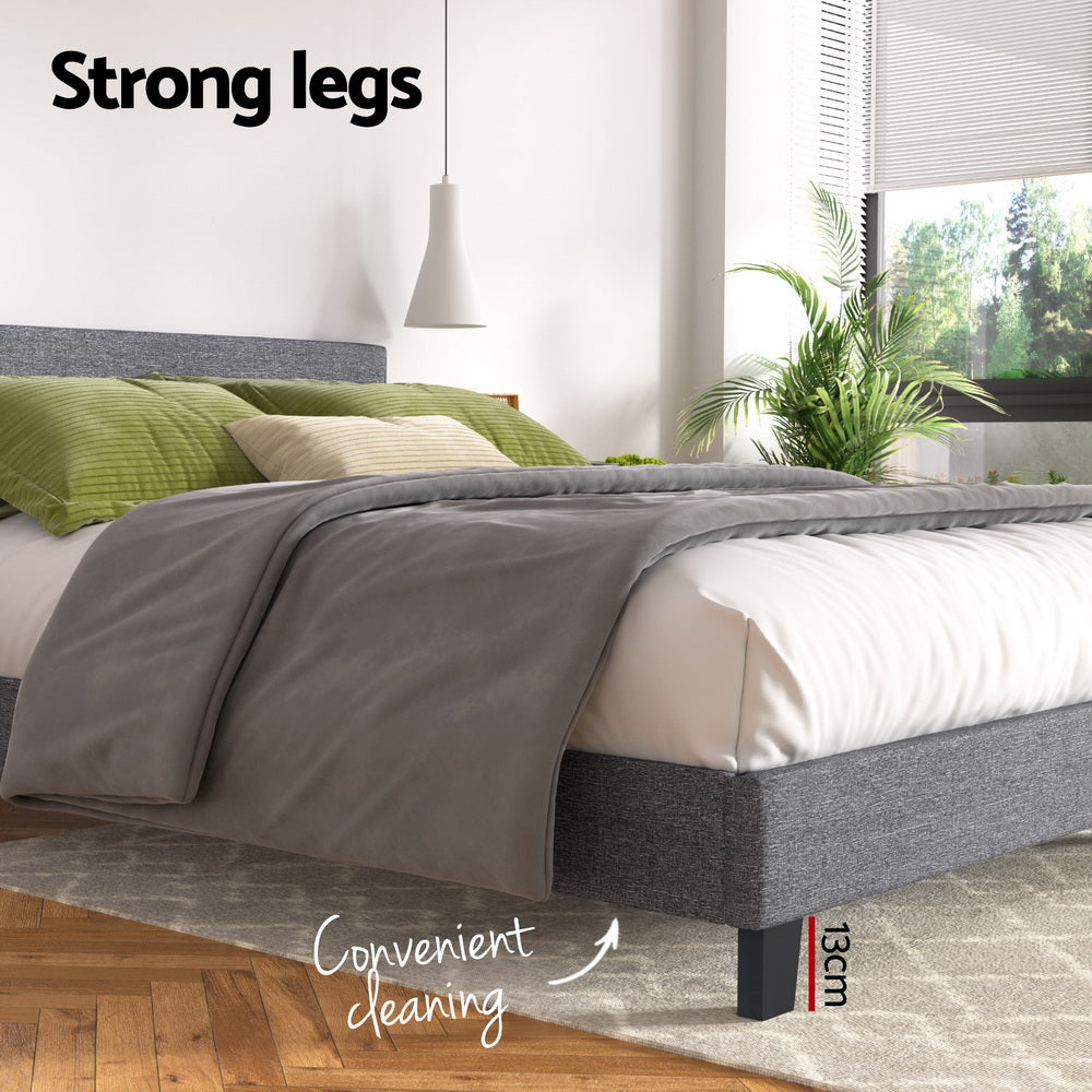 Omaha (King) Bed Frame | Fabric - Grey - Homecoze