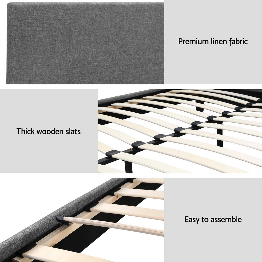 Omaha (King) Bed Frame | Fabric - Grey - Homecoze