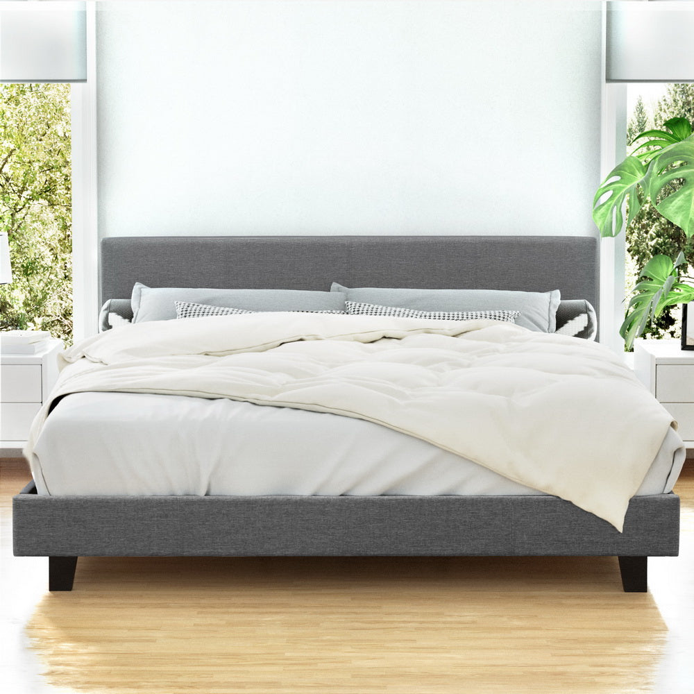 Omaha (King) Bed Frame | Fabric - Grey - Homecoze