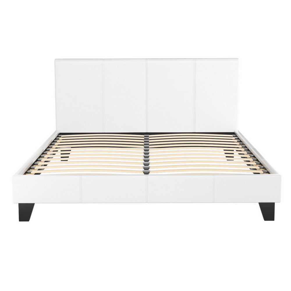 Omaha (Queen) Bed Frame | PU Leather - White - Homecoze