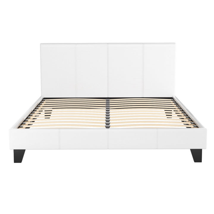 Omaha (Queen) Bed Frame | PU Leather - White - Homecoze