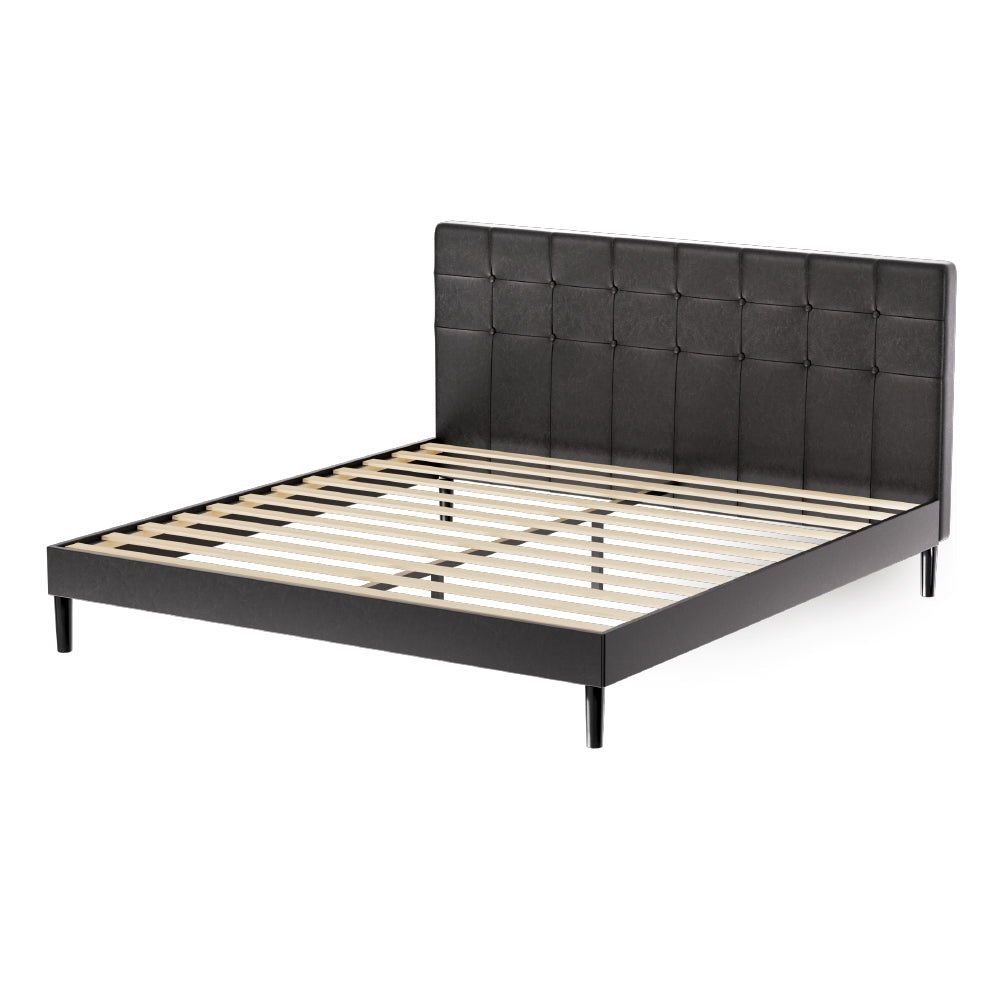 Detroit (King) Bed Frame | PU Leather - Black - Homecoze