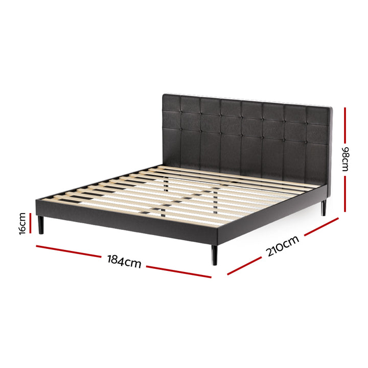 Detroit (King) Bed Frame | PU Leather - Black