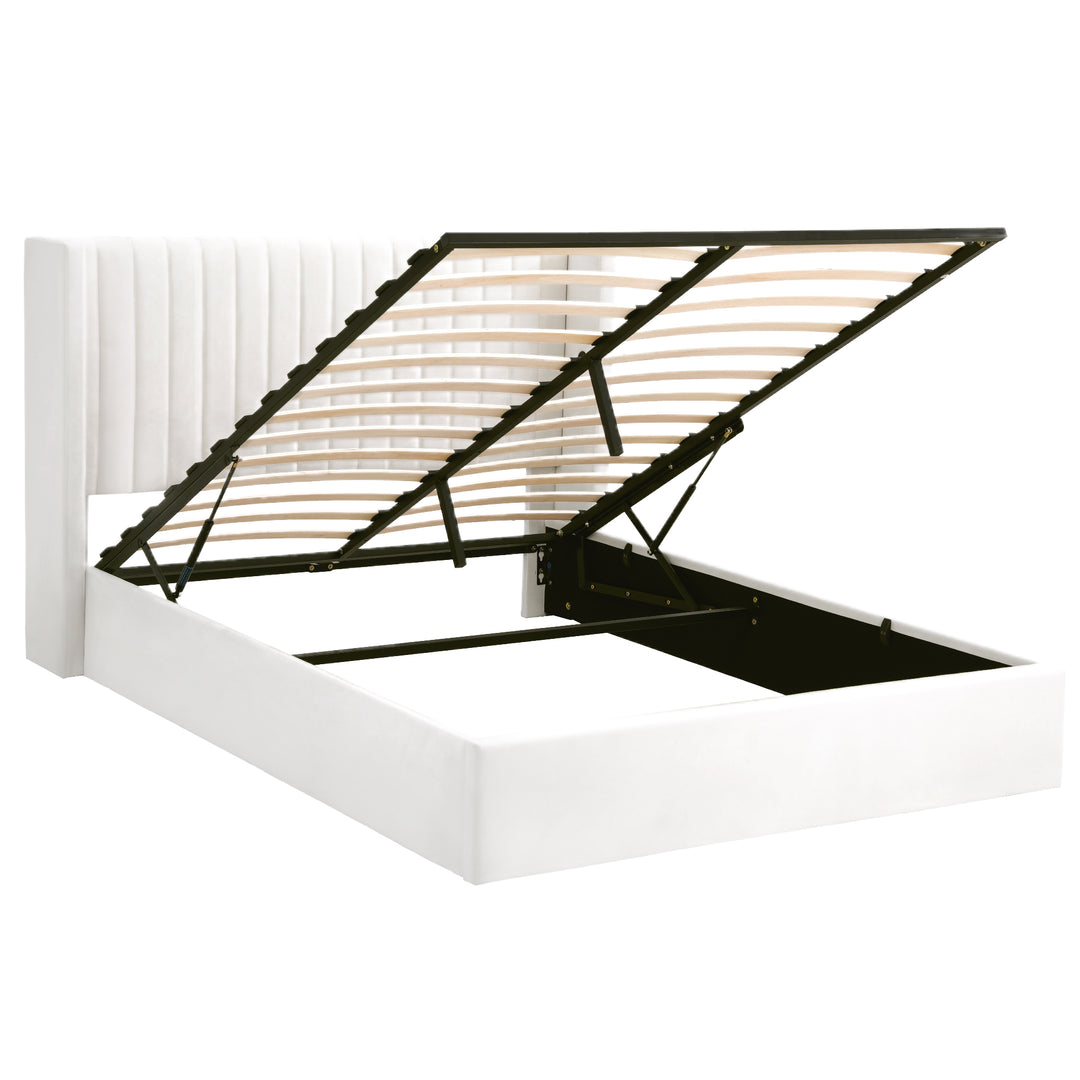 Artiss Queen Bed Frame with Gaslift Storage USB Type-C Charging Ports Velvet Upholstery White - Homecoze