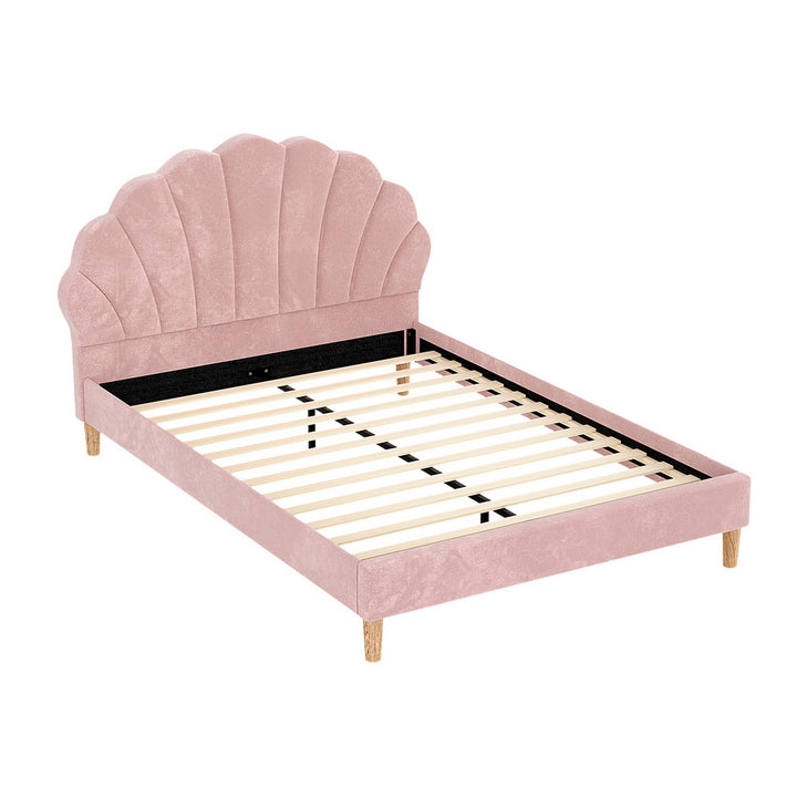 Rosalia (Double) Velvet Bed Frame - Pink - Homecoze