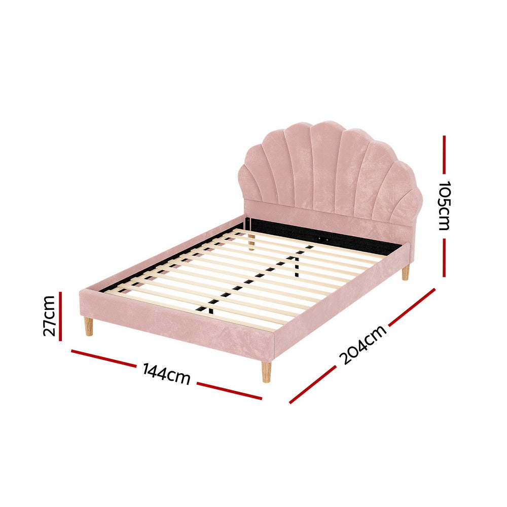 Rosalia (Double) Velvet Bed Frame - Pink - Homecoze