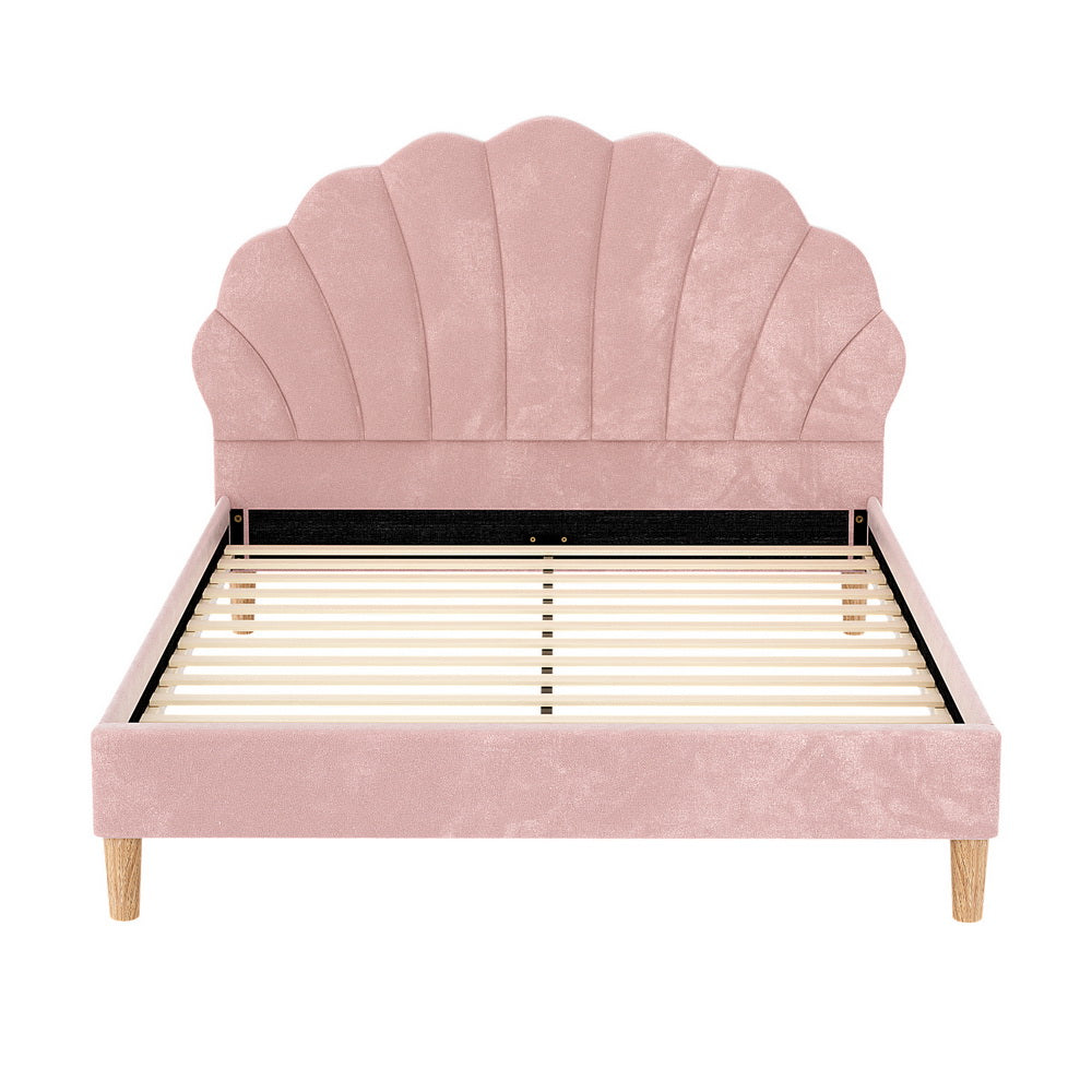 Rosalia (Double) Velvet Bed Frame - Pink - Homecoze
