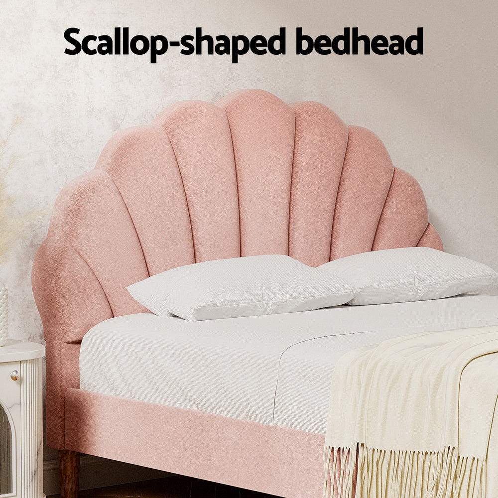 Rosalia (Double) Velvet Bed Frame - Pink - Homecoze