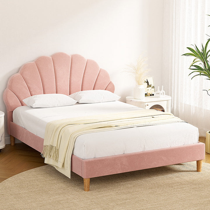 Rosalia (Double) Velvet Bed Frame - Pink - Homecoze