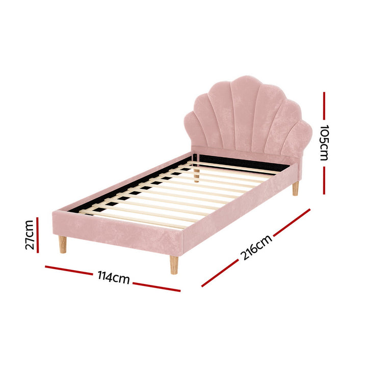 Rosalia (King Single) Velvet Bed Frame - Pink - Homecoze