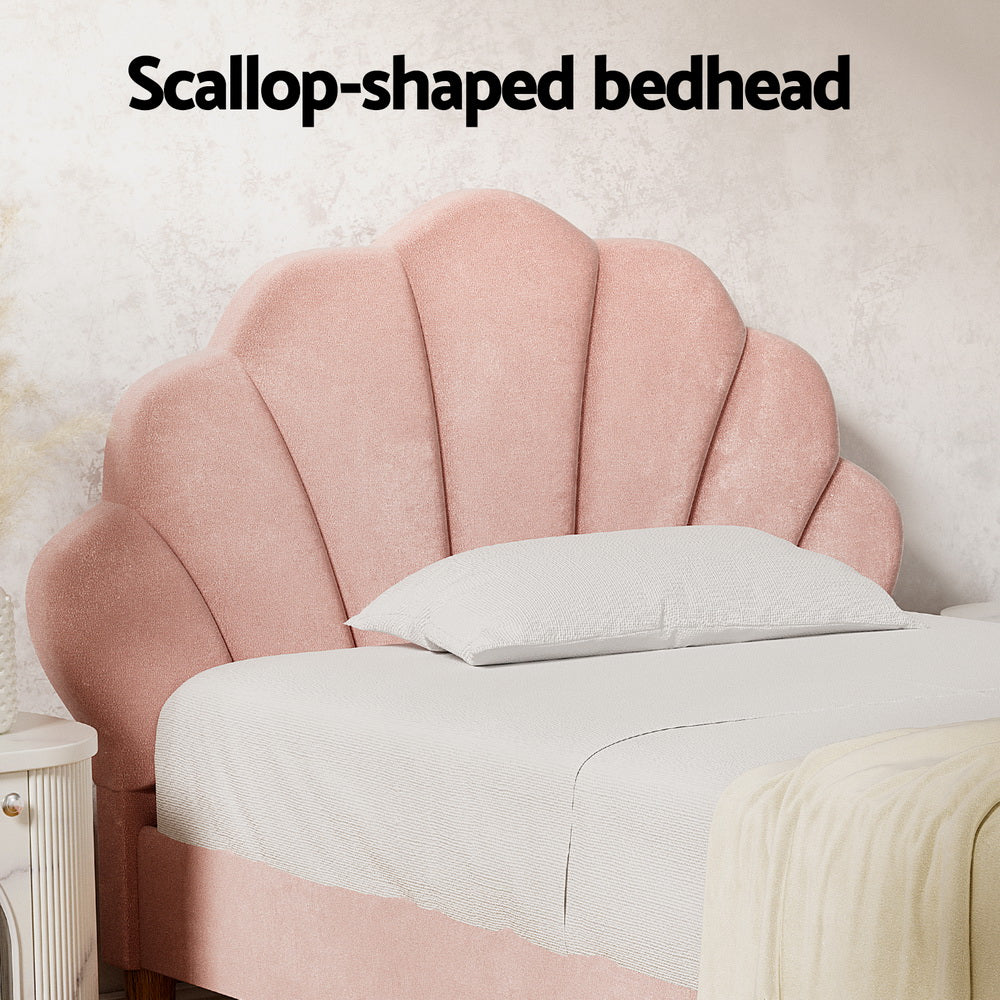 Rosalia (King Single) Velvet Bed Frame - Pink - Homecoze