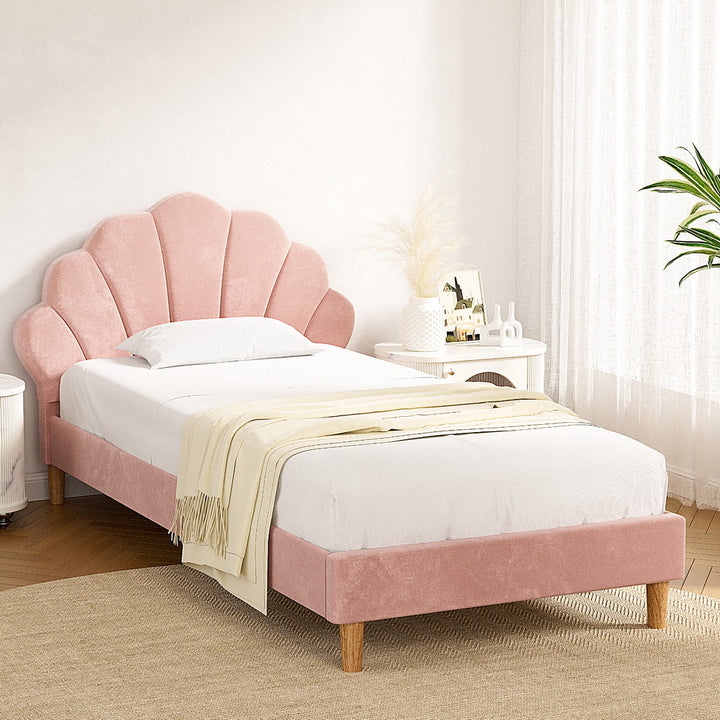 Rosalia (King Single) Velvet Bed Frame - Pink - Homecoze