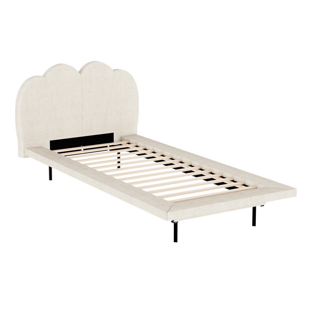 Savannah (Single) Bouclé Bed Frame - Beige - Homecoze