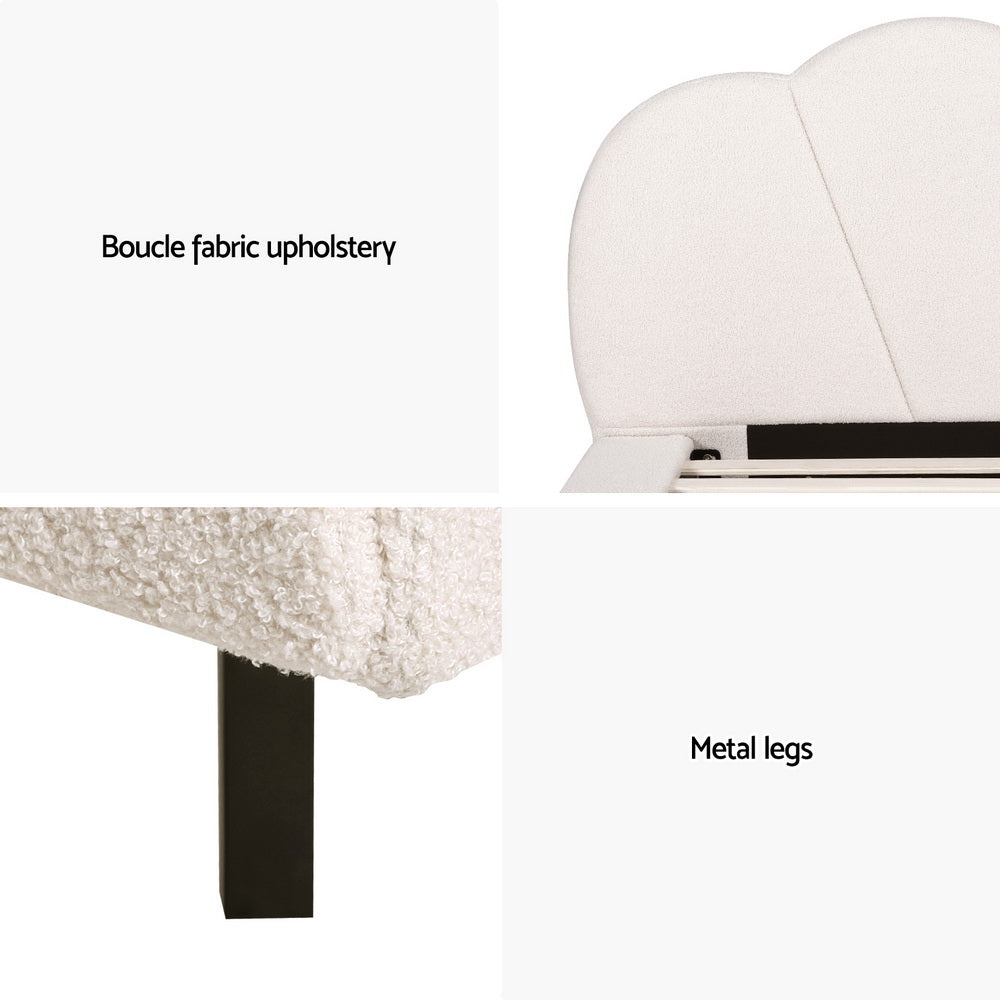 Savannah (Single) Bouclé Bed Frame - Beige - Homecoze
